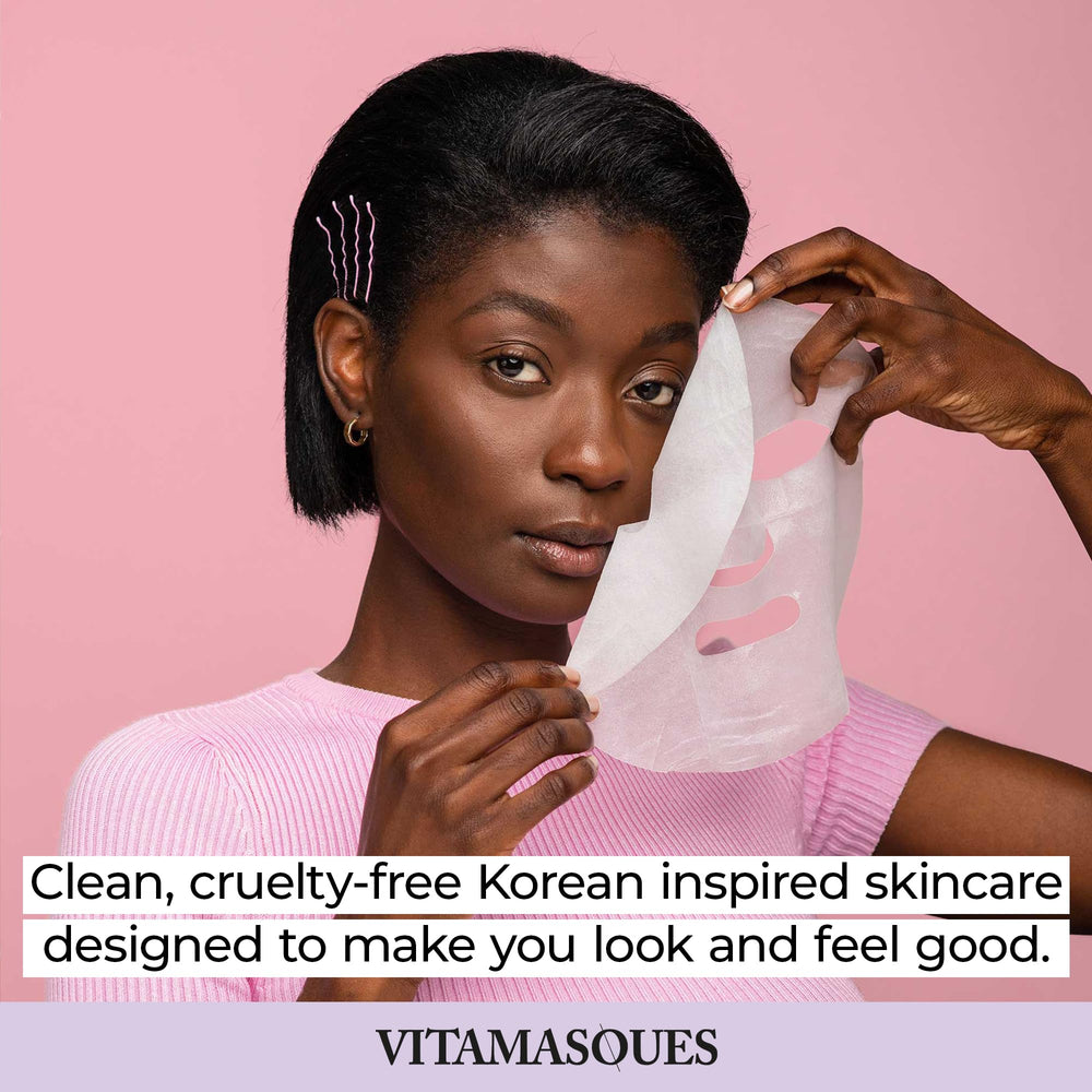 Vitamasques Retinol Pomegranate sheet mask for renewal and smoother texture.