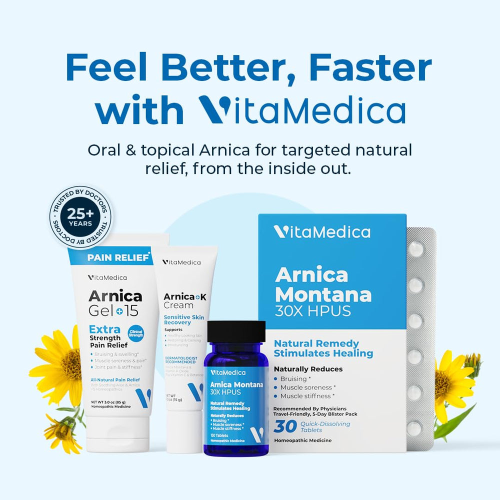 VitaMedica Arnica Cream close-up texture shows liposomal delivery for fast absorption