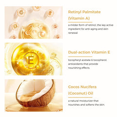 Vitamin World Retinol Cream texture swirl demonstrates lightweight hydration and quick absorption