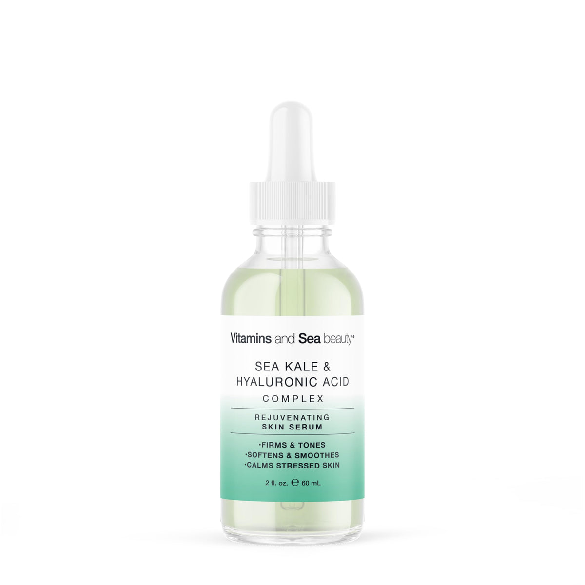 VITAMINS AND SEA BEAUTY serum bottle closeup showing hydrating formula for radiant skin.