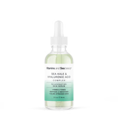 VITAMINS AND SEA BEAUTY serum bottle closeup showing hydrating formula for radiant skin.