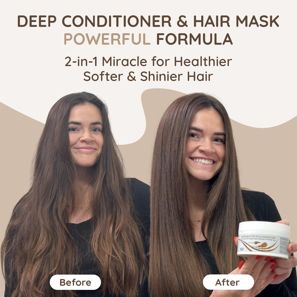VITAMINS deep conditioner texture close-up highlighting rich hydration and shine.