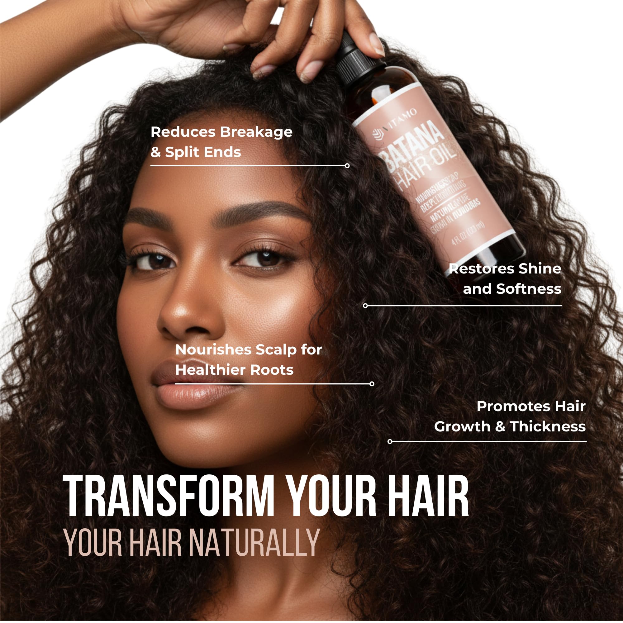 Vitamo Batana Oil for shinier, softer hair after use.