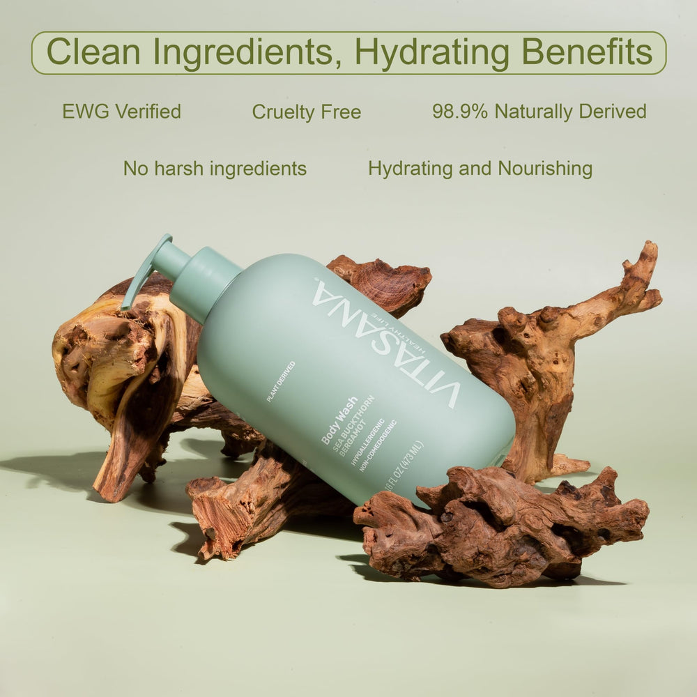 Vitasana hypoallergenic formula shown for sensitive skin use and care.