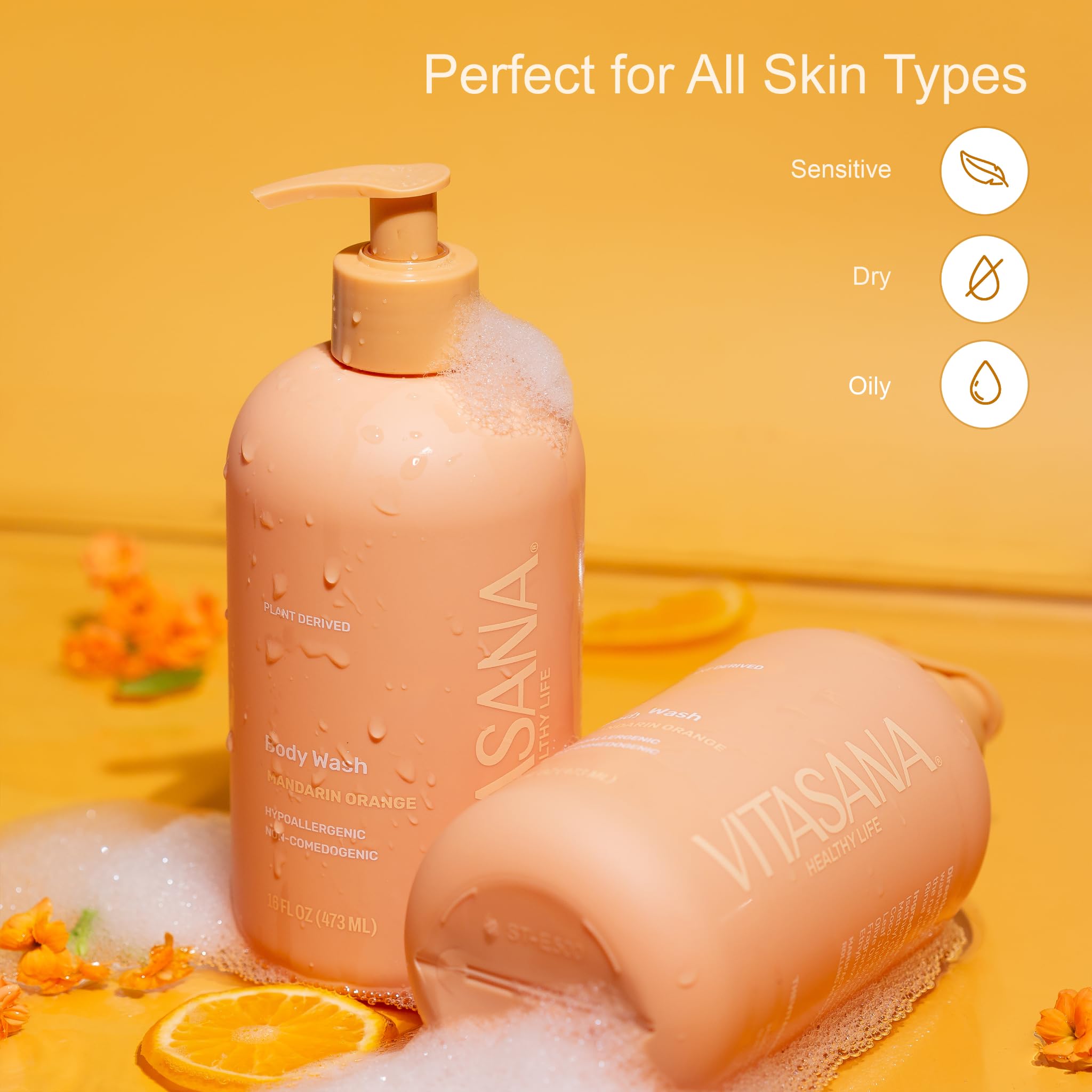 Vitasana mandarin orange scent essential oil offers spa-like aroma for refreshing showers.
