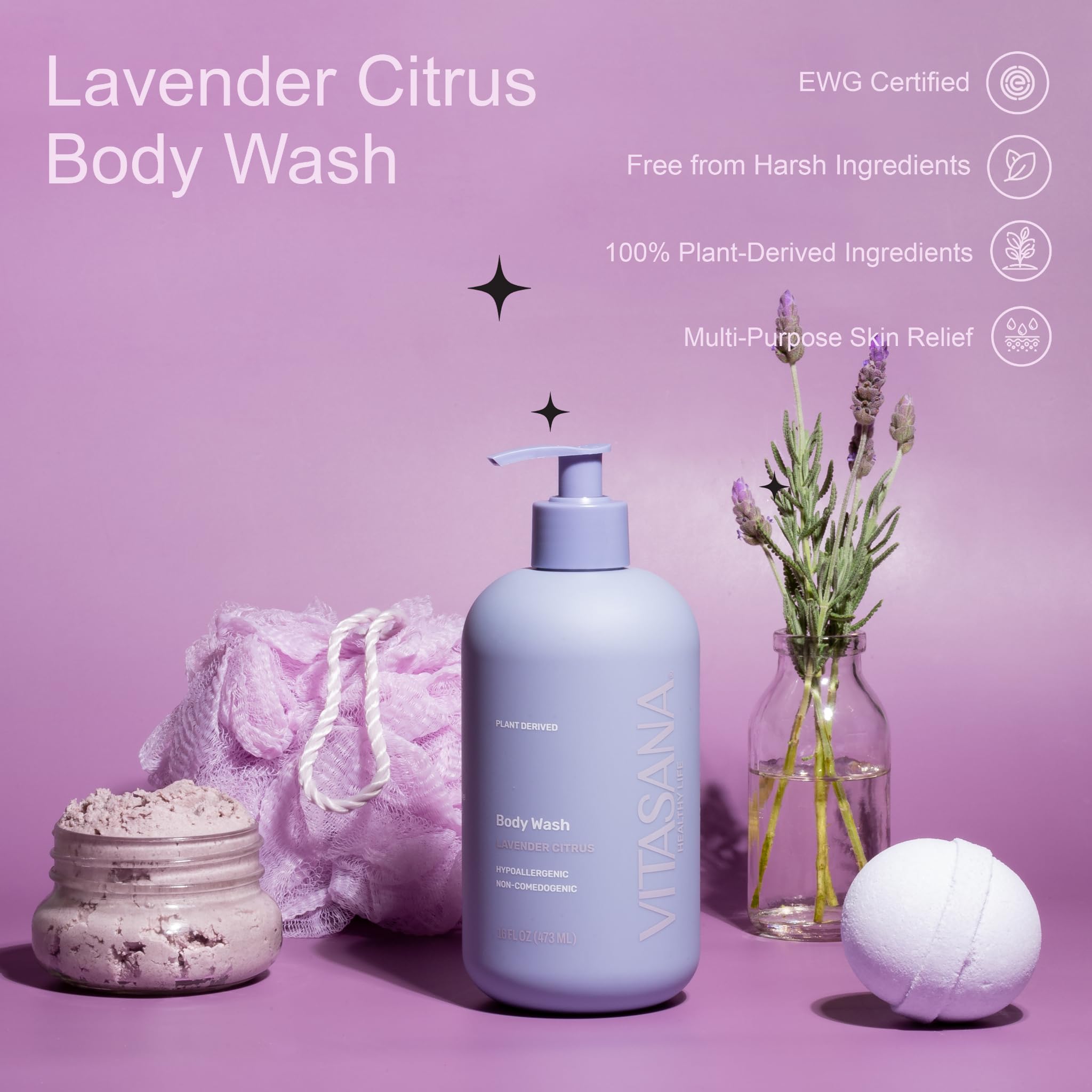 Vitasana plant-based ingredients label highlights aloe vera and cherimoya for skin-friendly care.
