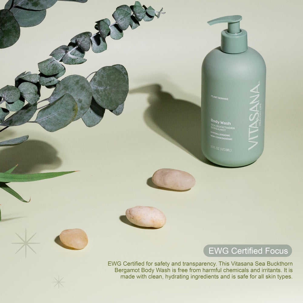 Vitasana plant-based ingredients on packaging suggest soothing botanicals for daily care.