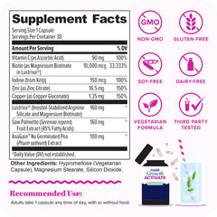Close-up of Vitauthority Lustriva capsules for follicle nourishment