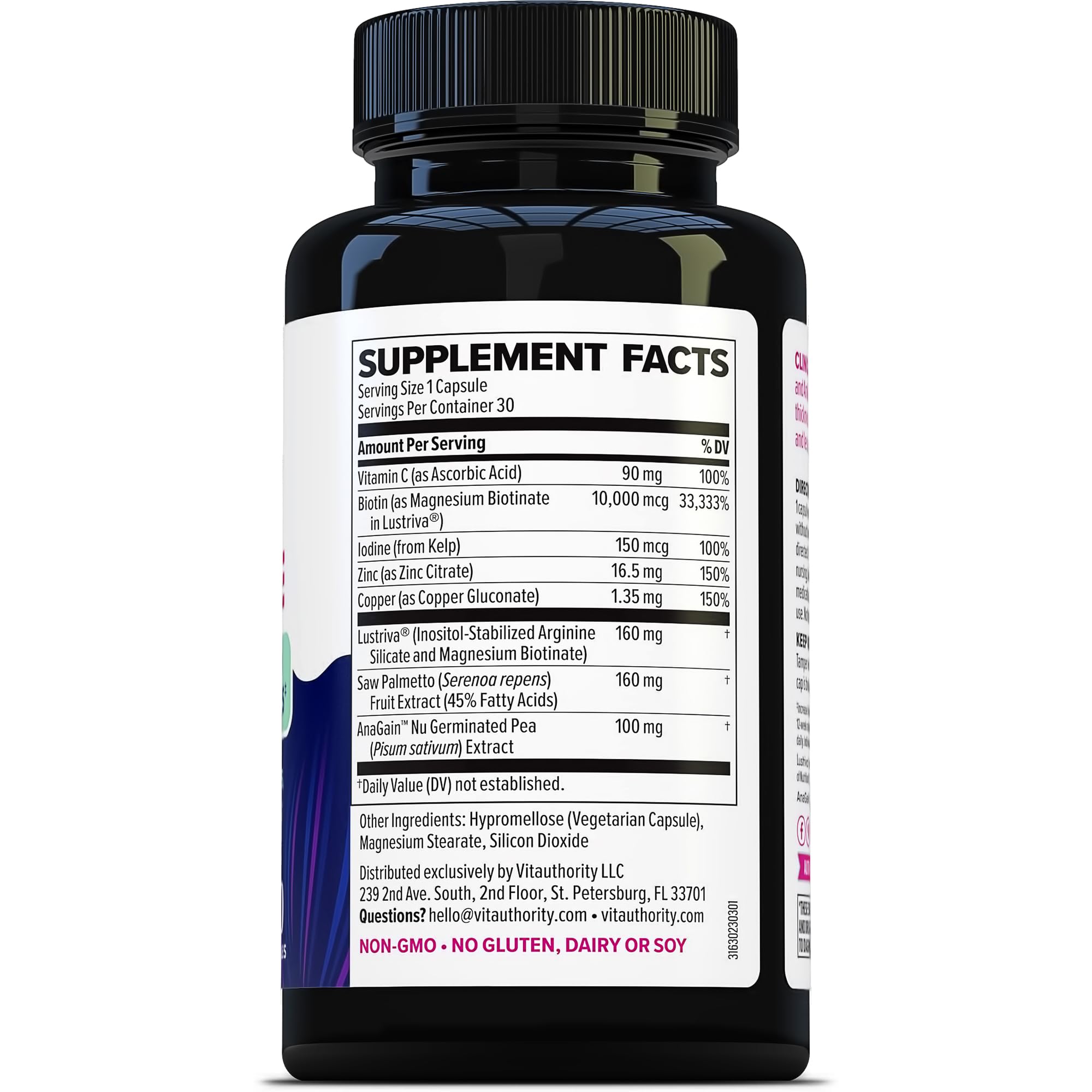 Vitauthority Lustriva capsules with glass of water for daily use
