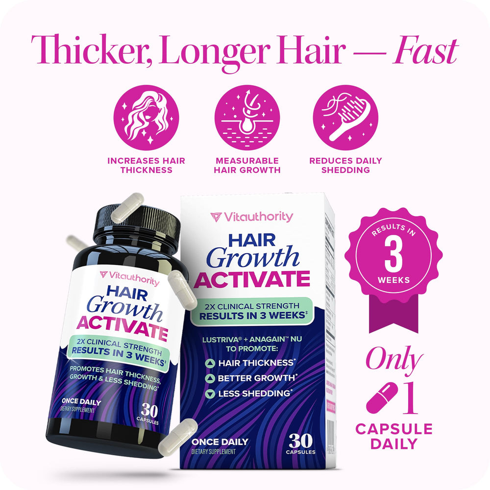Vitauthority Lustriva ingredients panel showing biotin, zinc, copper