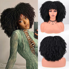 Vitorish Afro Curly Wig 12in showcases natural curls for everyday wear and volume