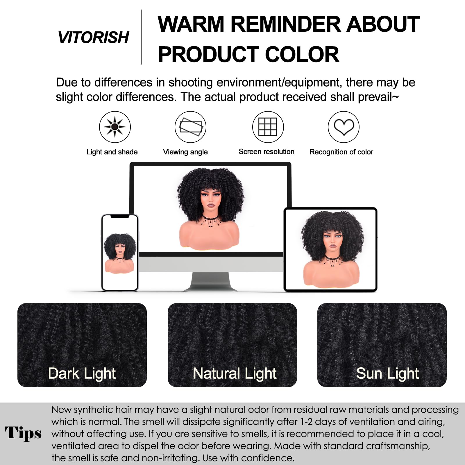 Vitorish Afro Curly Wig shake-and-fluff technique helps restore natural shape