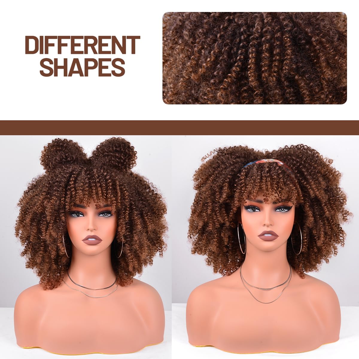 Vitorish Afro wig heat-resistant synthetic fiber maintains curl with light styling