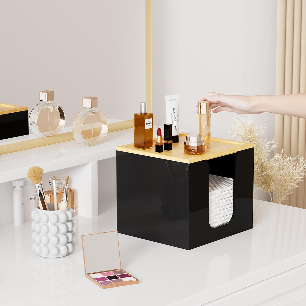 VITVITI bamboo-lid towel holder—sturdy lid doubles as storage for small vanity items