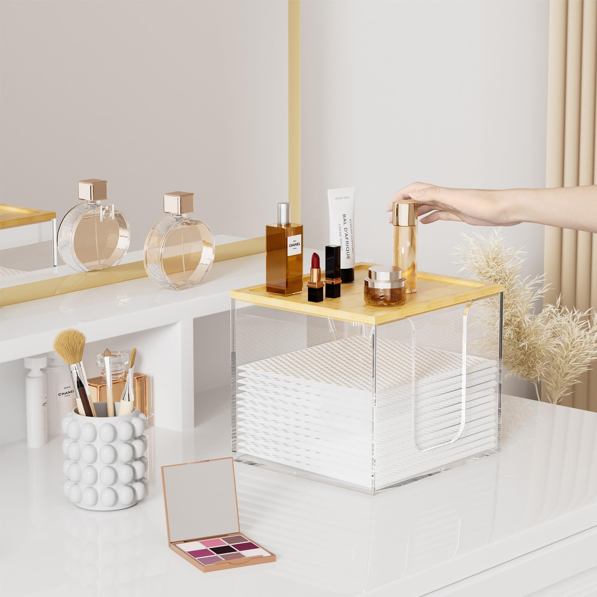 VITVITI face towel holder box side view highlights ample storage and sleek design.