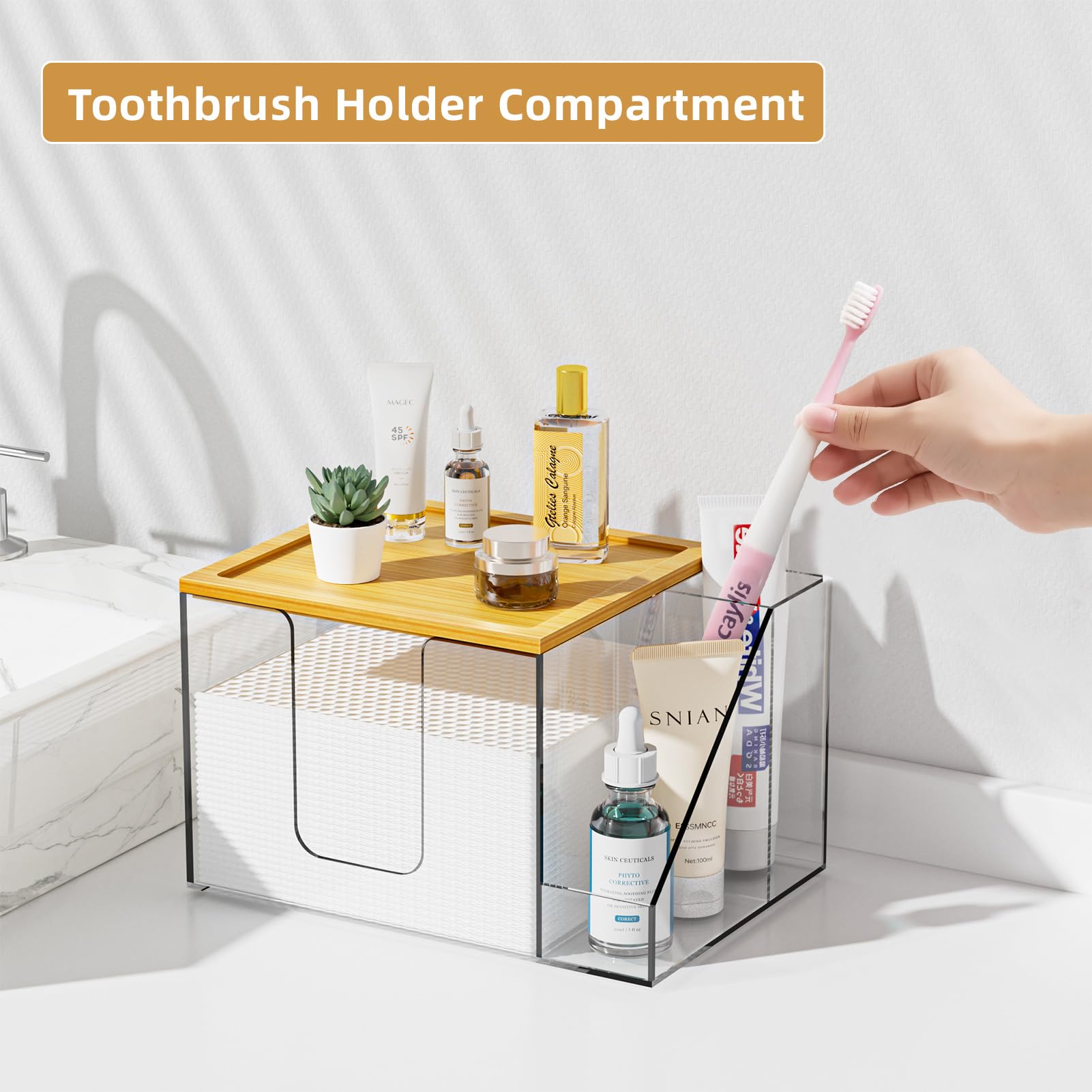 VITVITI large disposable face towels storage keeps vanity organized and easy to refill