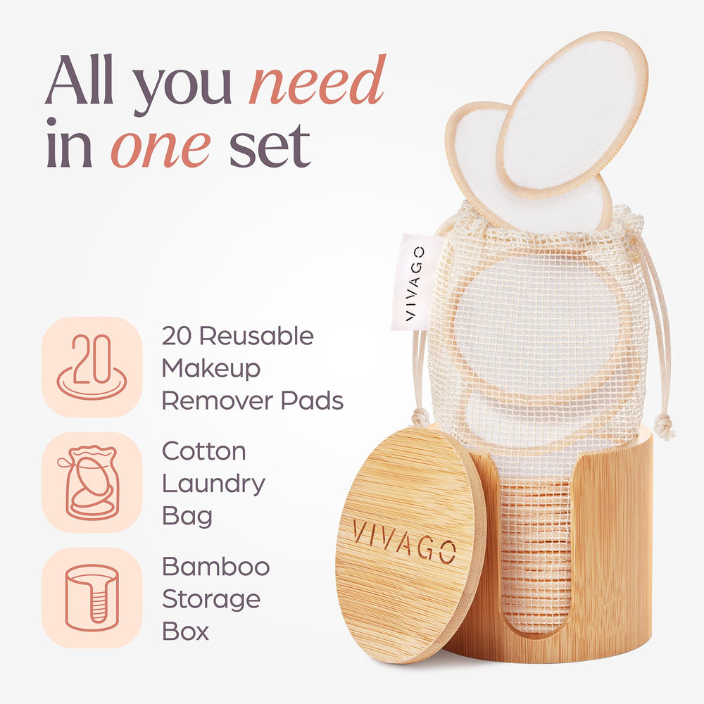 VIVAGO bamboo holder shown, convenient storage on bathroom counter.