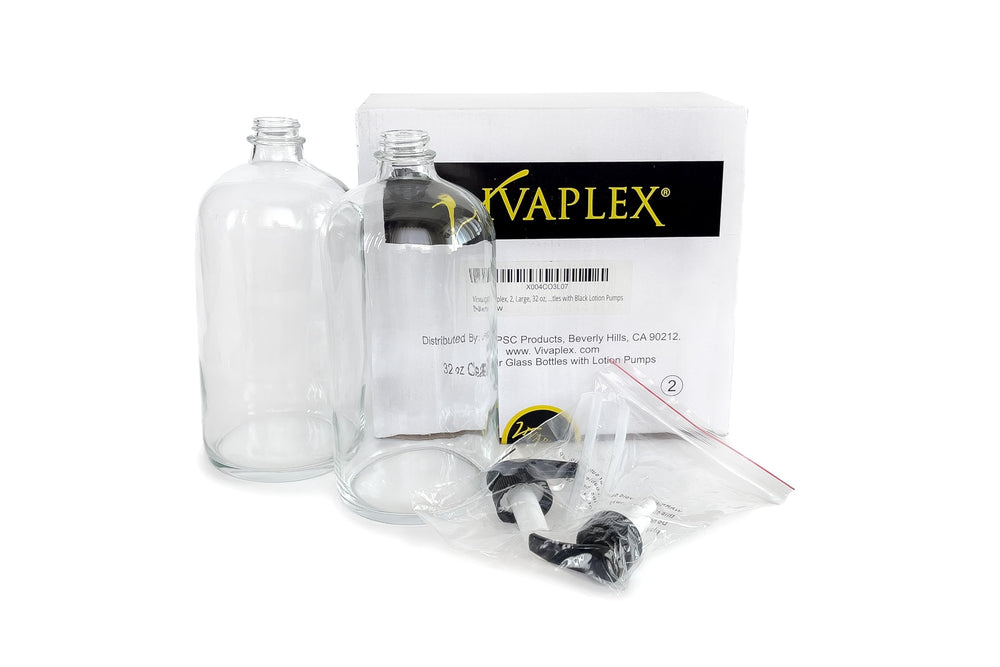 Vivaplex 32oz glass bottle cap assembly shown for safe, reusable packaging.