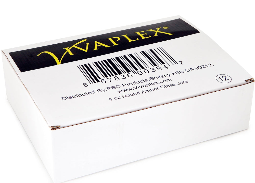 Vivaplex amber 4oz jar close-up showing tight seal for spills-free storage.