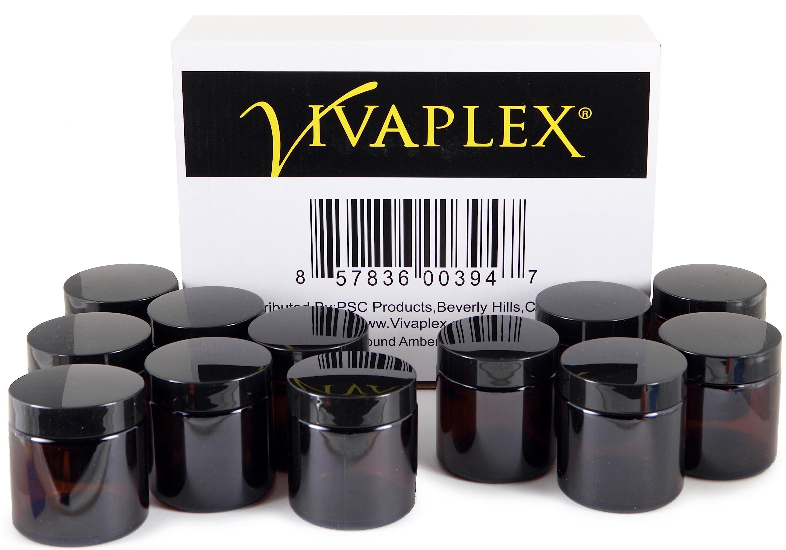 Vivaplex amber 4oz jar in travel pack, perfect for on-the-go skincare.