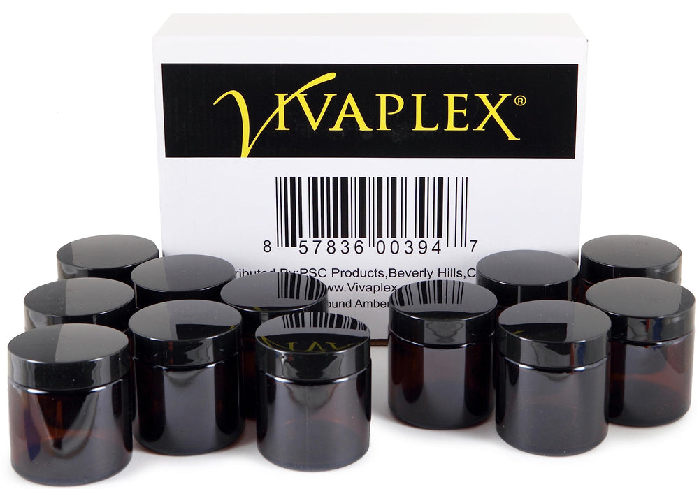 Vivaplex amber 4oz jar in travel pack, perfect for on-the-go skincare.