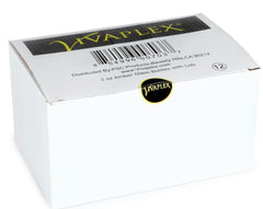 Vivaplex amber bottle 2oz with black lid closeup showing UV protection benefits.