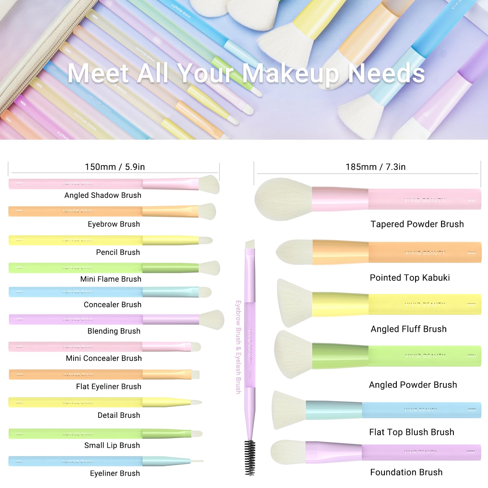 VIVID BEAUTY eyebrow brush for subtle definition and grooming.