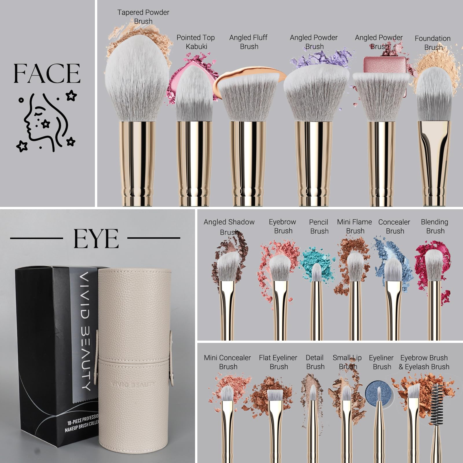 VIVID BEAUTY crease brush for precise eyeshadow placement
