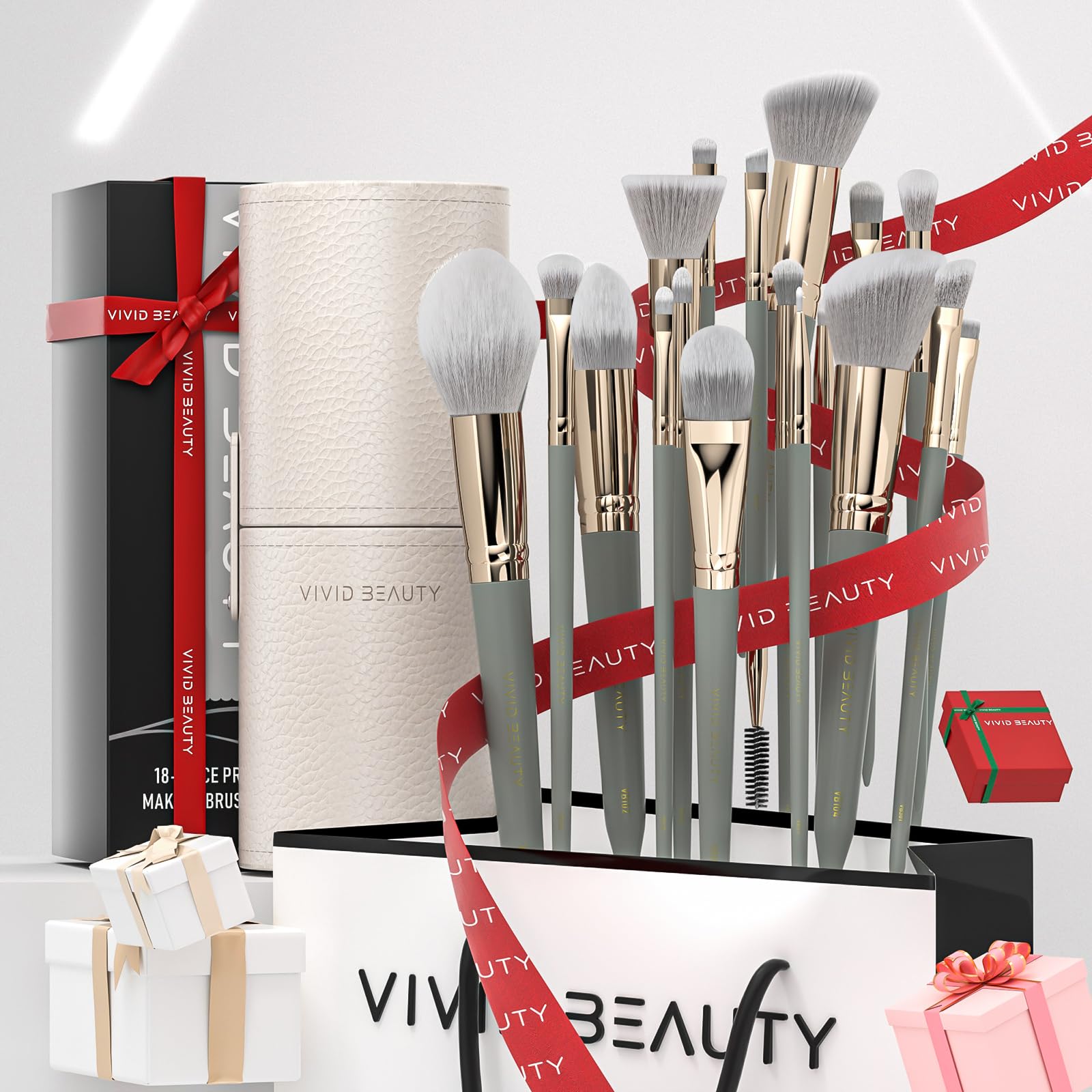 VIVID BEAUTY angled liner and brow brush for clean lines