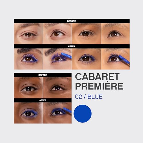 Vivienne Sabó Cabaret Premiere Blue Mascara application demonstrates telescopic length and blue glamour.