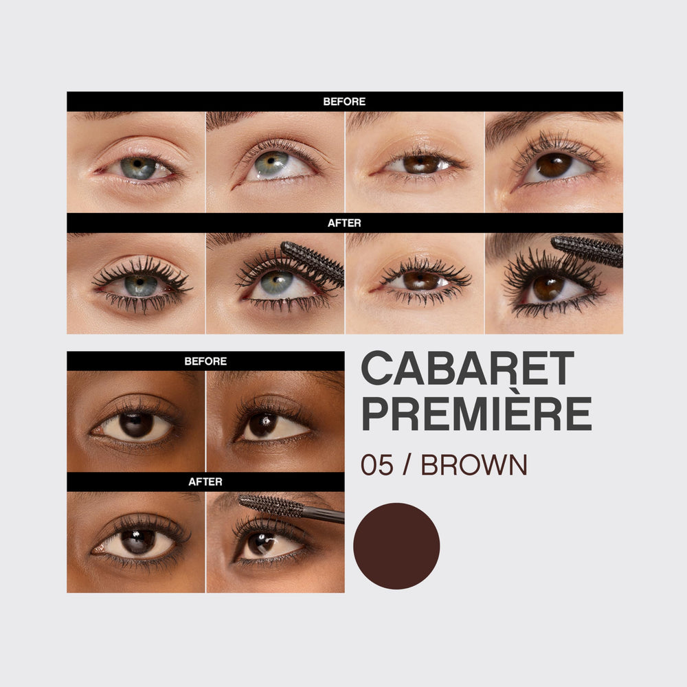 Vivienne Sabó Cabaret Premiere Brown Mascara application close-up demonstrates petite wand precision.