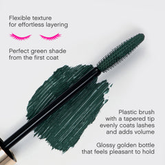 Vivienne Sabó Cabaret Premiere Green Mascara brush closeup highlights precise application