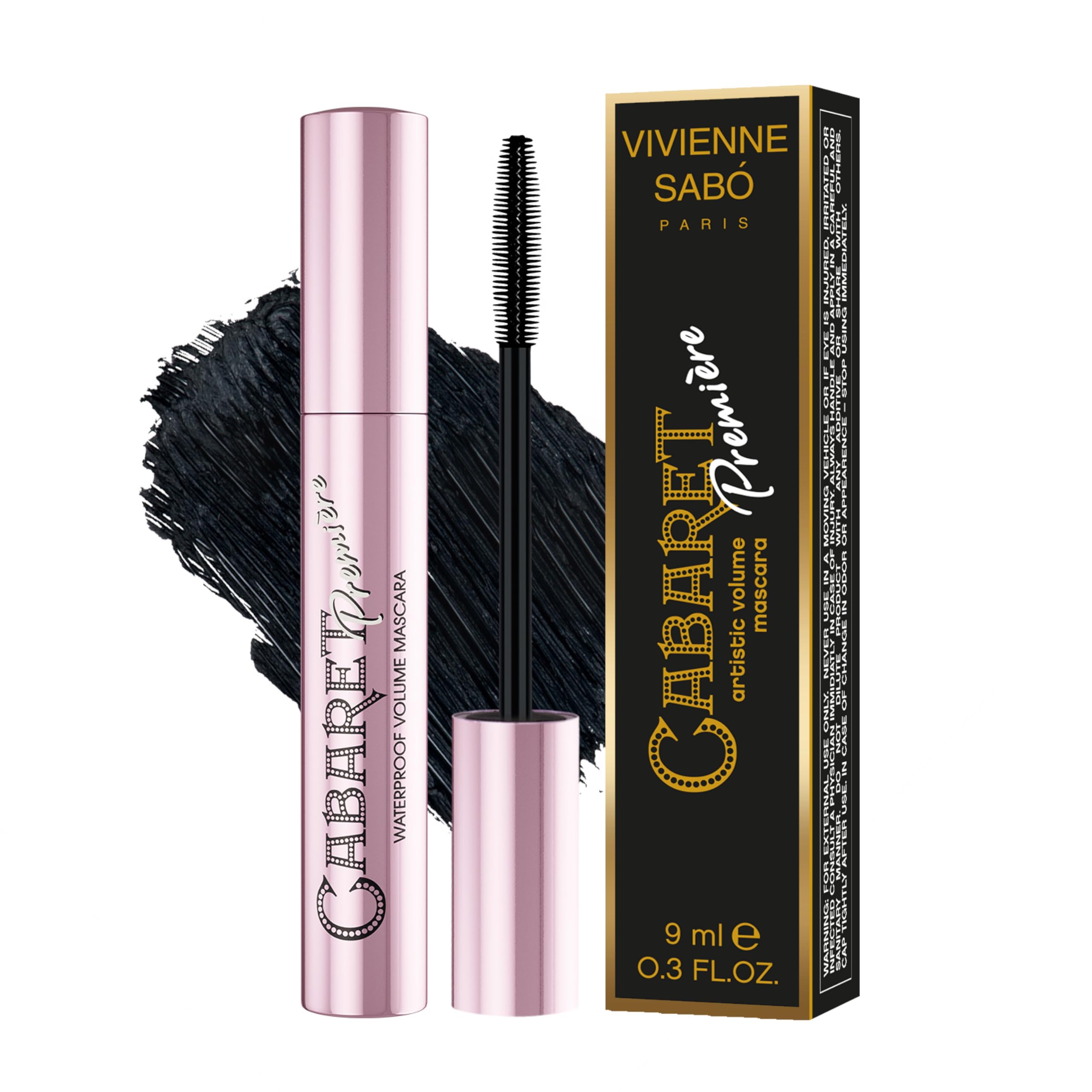Vivienne Sabó Cabaret Premiere mascara bottle closeup showing sleek design for waterproof wear