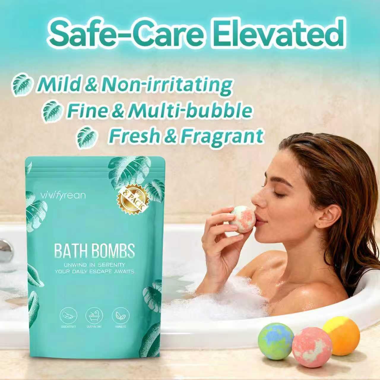 Vivifyrean cruelty-free bath bombs—kind to animals and skin-friendly.