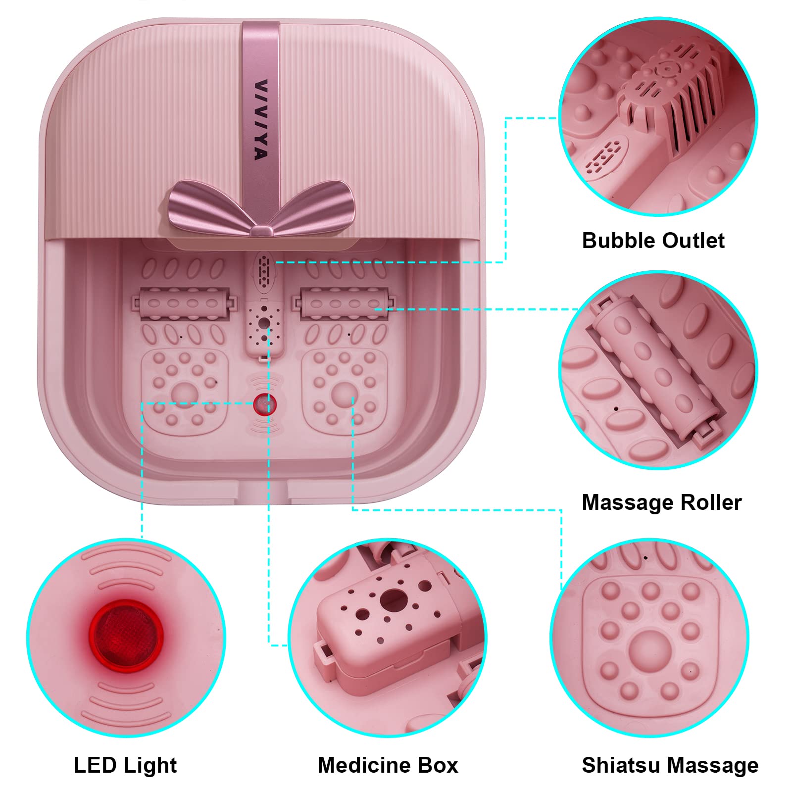 VIVIYA foot spa bubble jets deliver soothing bubbles