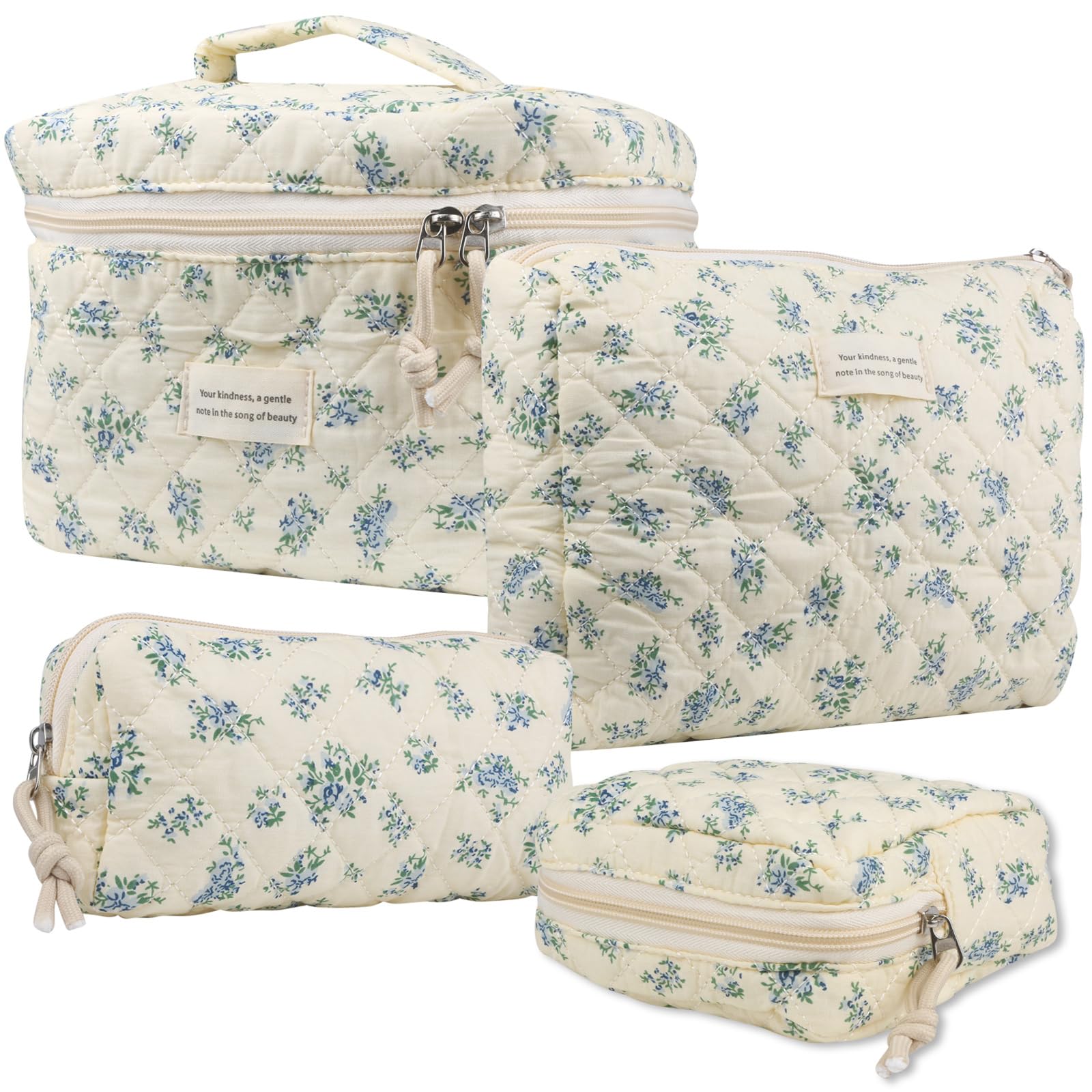 VIWIME makeup bag blue rose front view for travel organization