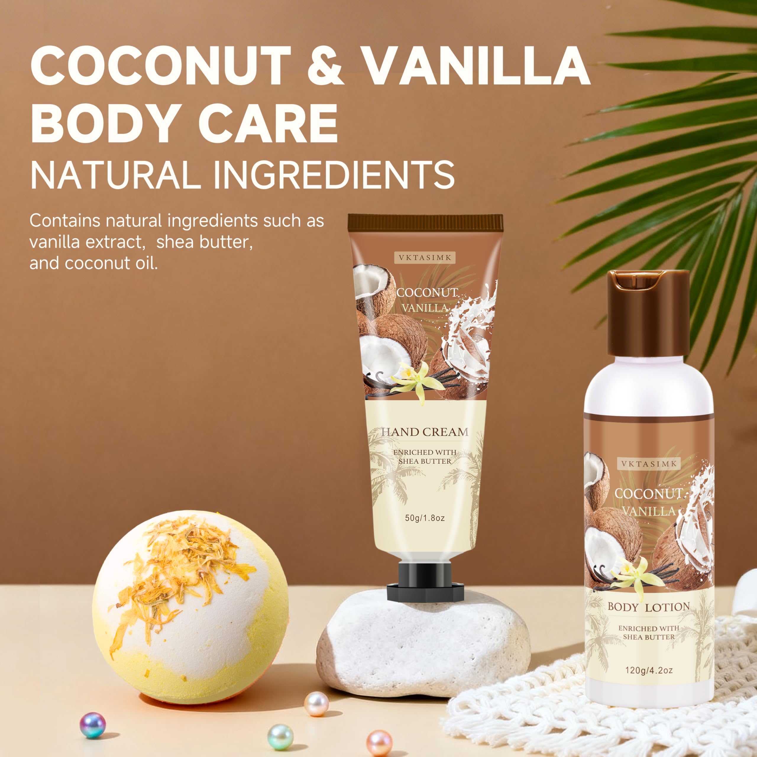 VKTASIMK coconut-vanilla-soy-candle creates a calming tropical aroma.