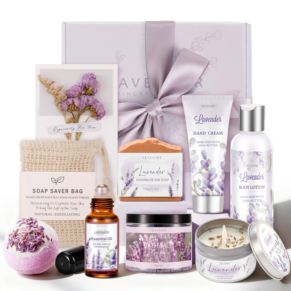 VKTASIMK lavender bath candle glows softly for a relaxing at-home spa ambiance.