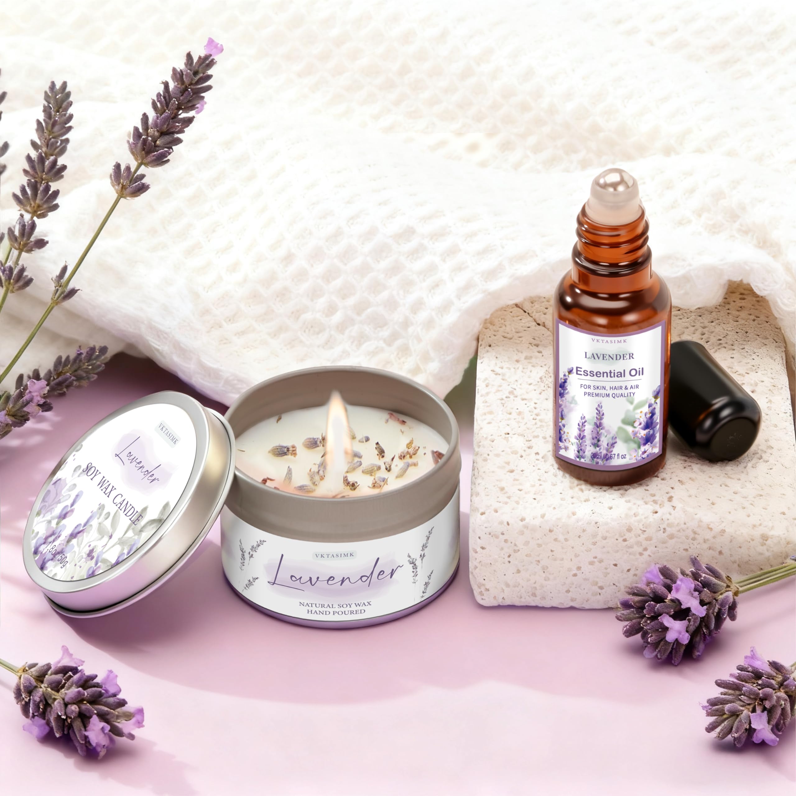 VKTASIMK lavender soap bar with sisal bag for gentle cleansing and exfoliation.