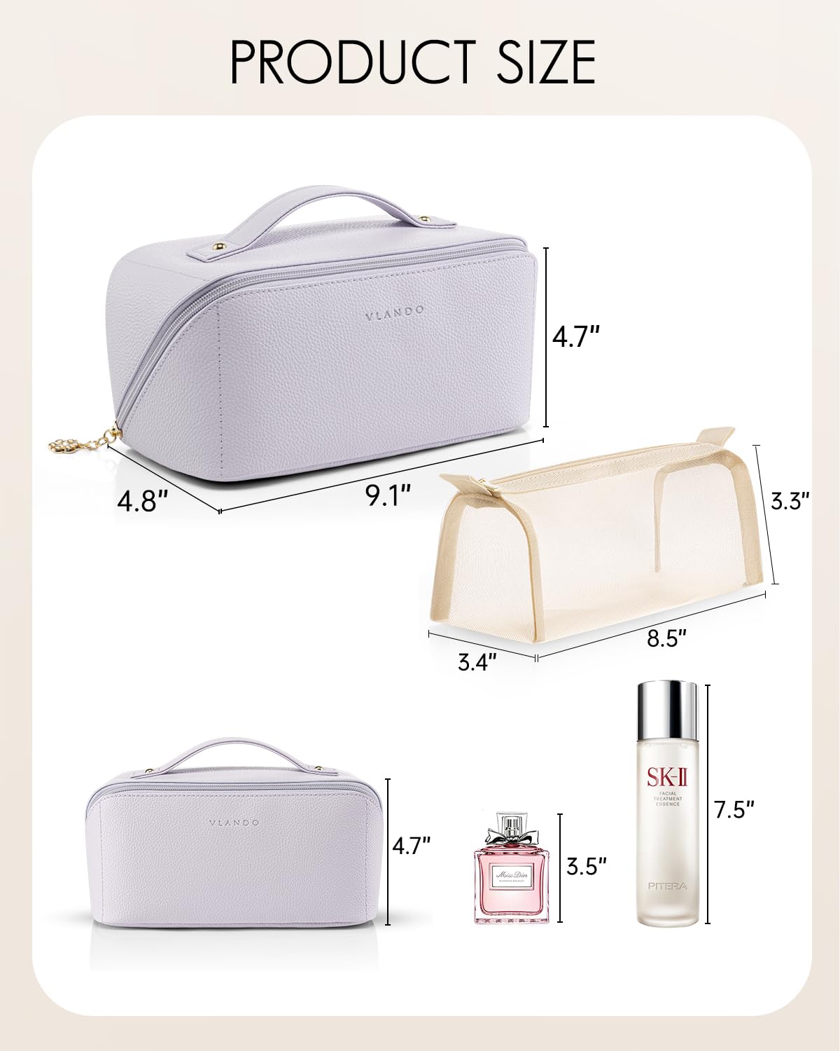 Vlando bag opens 180 degrees for easy access to essentials.