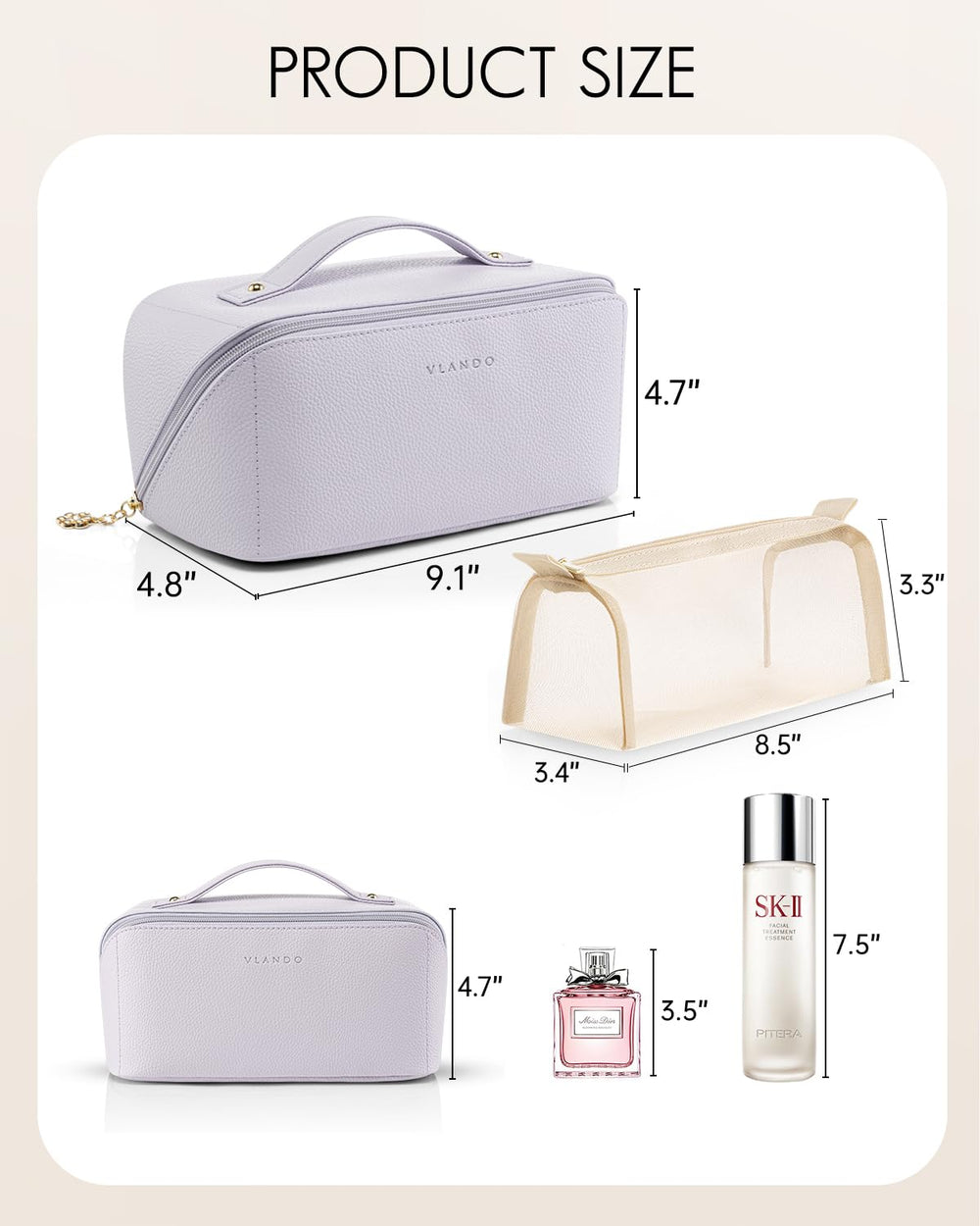 Vlando bag opens 180 degrees for easy access to essentials.
