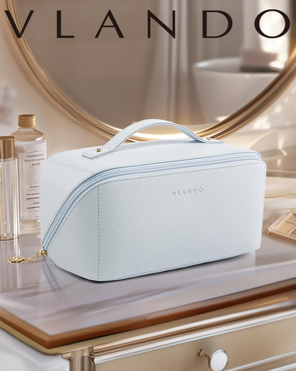 Vlando makeup bag in baby blue adds style and practical storage
