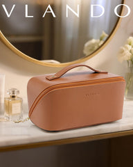 Vlando makeup bag dual compartments keeps cosmetics organized and prevents clutter during trips