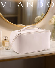 Vlando makeup bag large capacity compartments helps organize brushes and toiletries