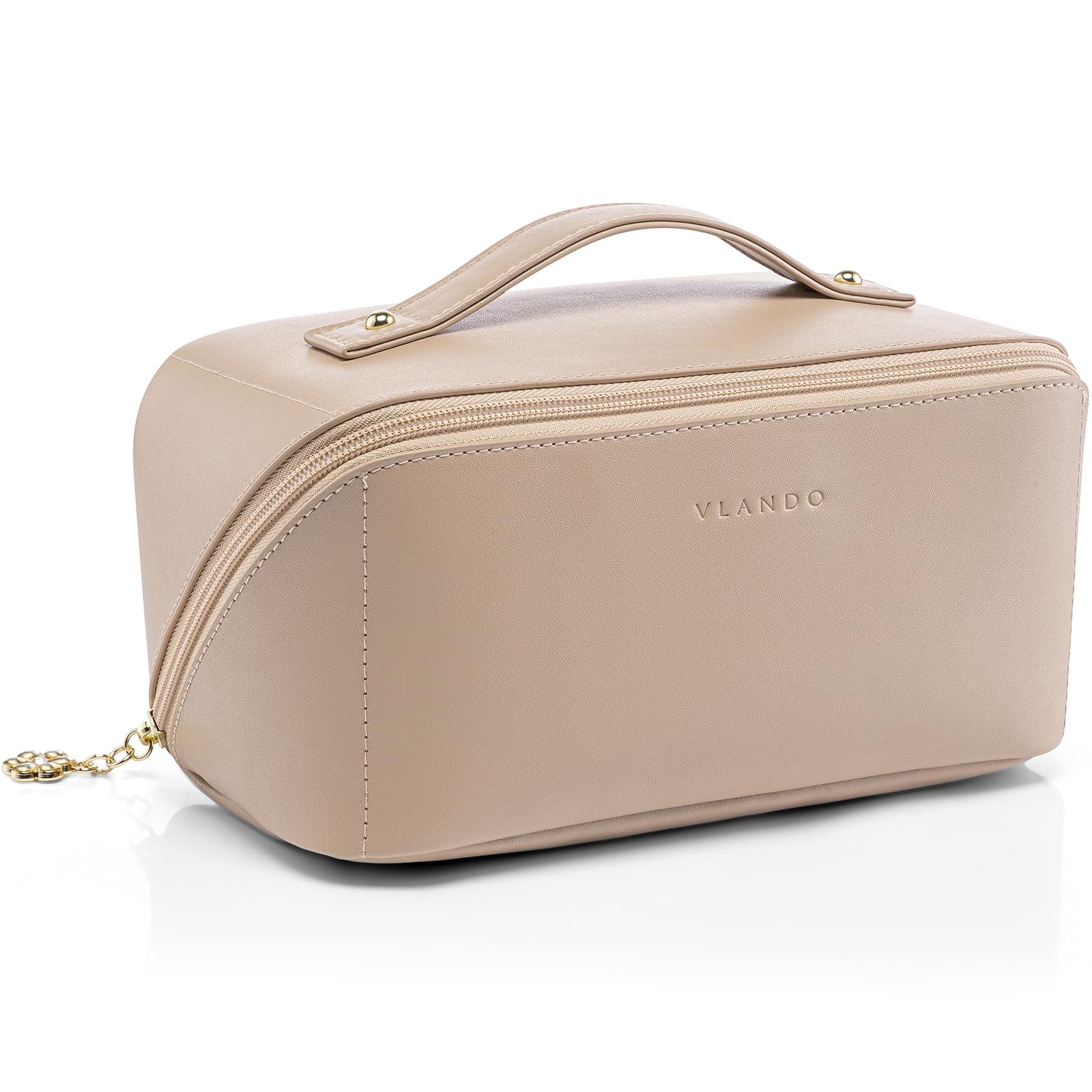 Vlando makeup bag large capacity open view for easy cosmetic access on trips