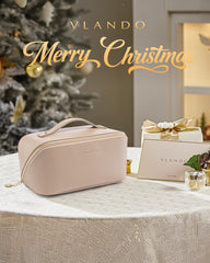 Vlando makeup bag PU leather waterproof shell protects items during travel