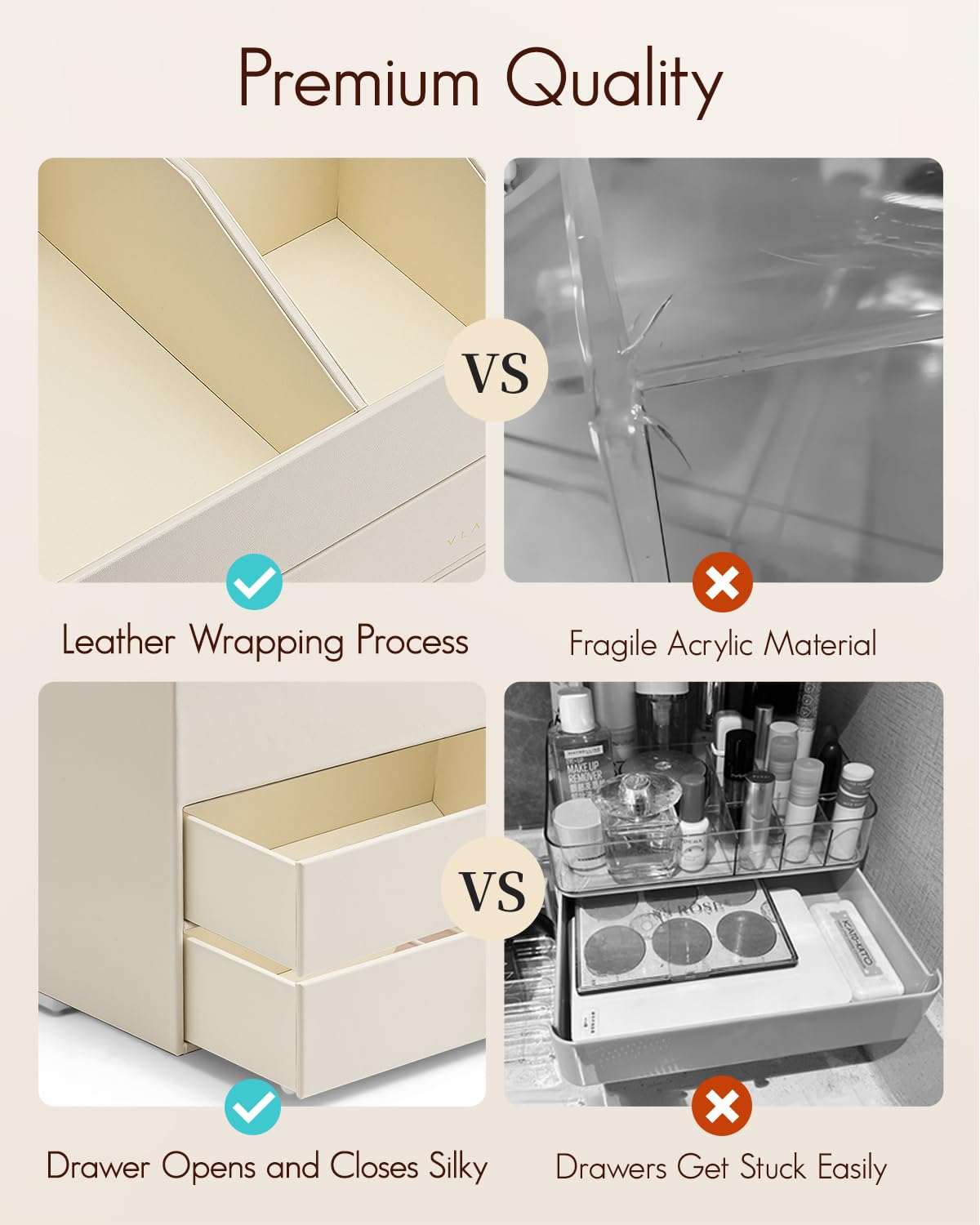 Vlando countertop storage for brushes and skincare essentials
