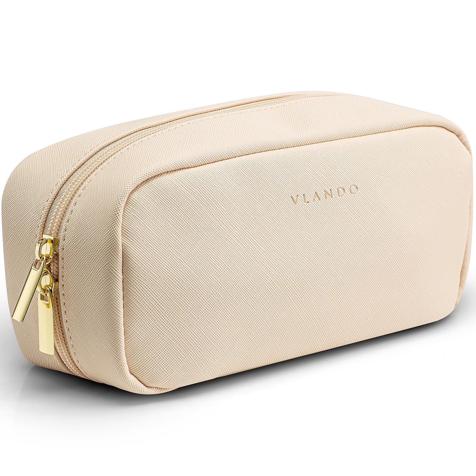 Vlando small makeup bag front view shows portable organization for travel.