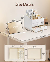 Vlando three-layer drawer stores brushes, skincare, and small items neatly.