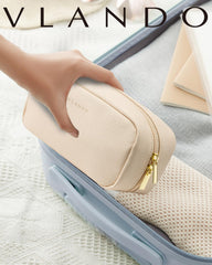 Vlando travel makeup pouch with 180-degree opening offers easy access.